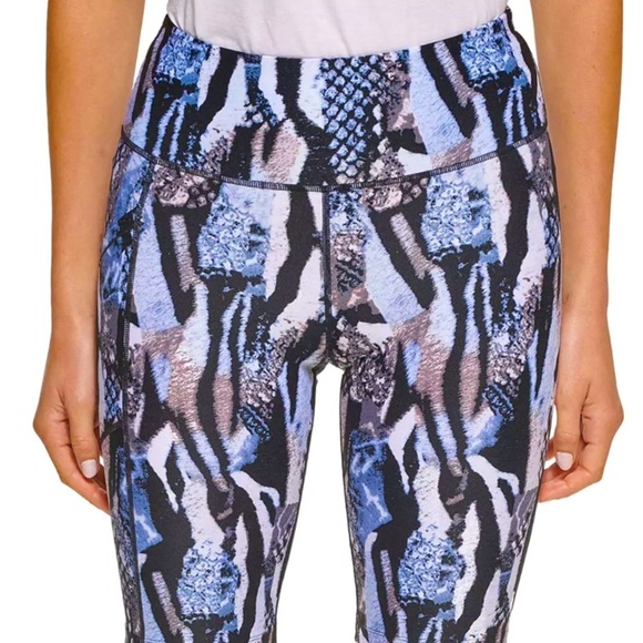🆕 CALVIN KLEIN PERFORMANCE LEGGINGS Blue animal print size small - Picture 1 of 8